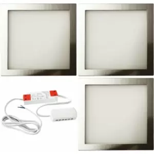 Image of 3x brushed nickel Ultra-Slim Square Under Cabinet Kitchen Light & Driver Kit - Natural White led