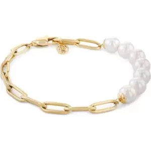 Image of Ladies Tommy Hilfiger Pearl and Chain Link Bracelet