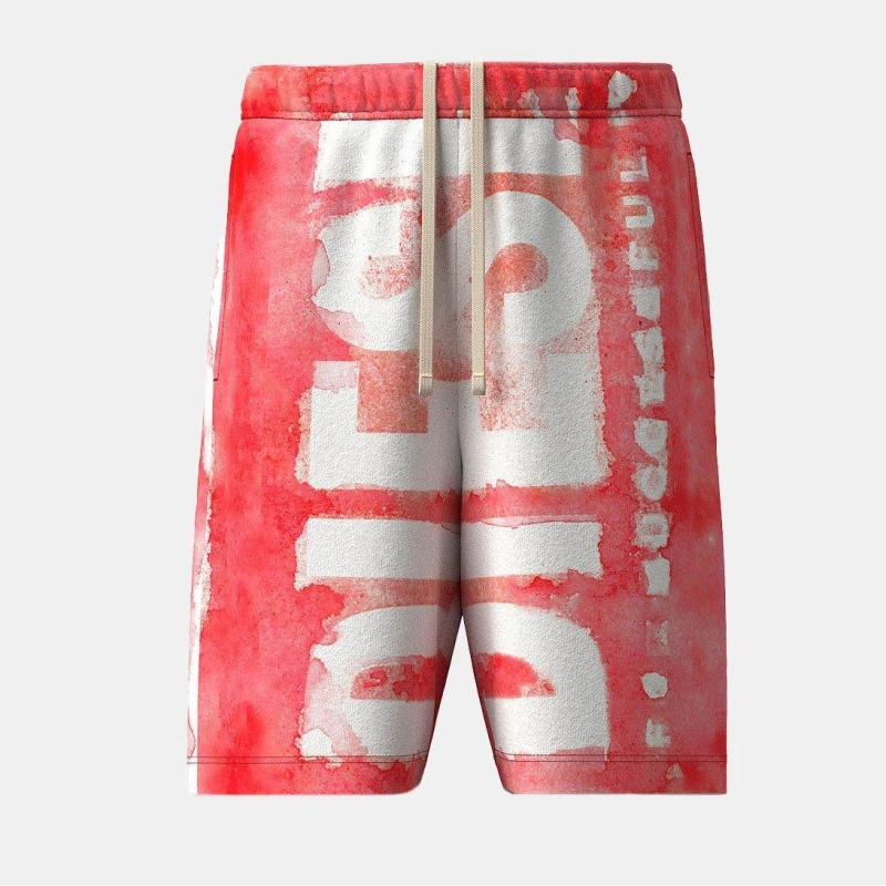 Image of Diesel Mens Fleece Jogger Shorts Red male S