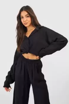 Image of Crinkle Knot Front Cropped Shirt