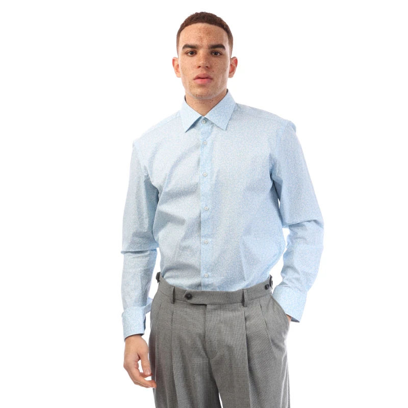 Image of Boss Mens H Joe Kent Long Sleeve Oxford Shirt Pastel Blue male 16.5 inch