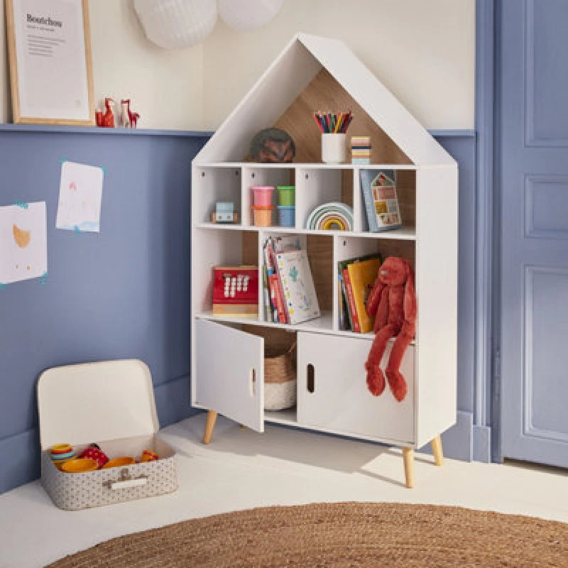 Image of sweeek House-shaped Bookcase With Storage White