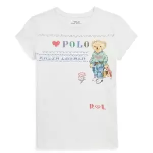 Image of Polo Ralph Lauren Polo Ralph Lauren Bedford Print T-Shirt Junior Girls - White
