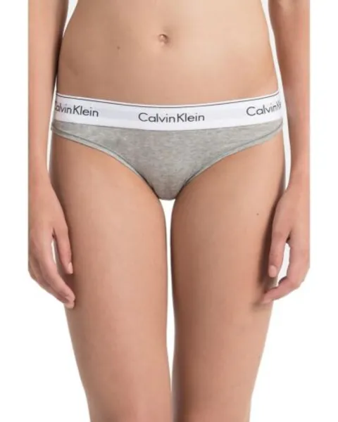 Image of Calvin Klein Womens Modern Cotton Bikini Briefs - Grey Heather - S Grey Underwear and Nightwear female 0000F3787E020 S