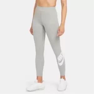 Image of Nike Sportswear Essential Womens High-Waisted Logo Leggings - Grey