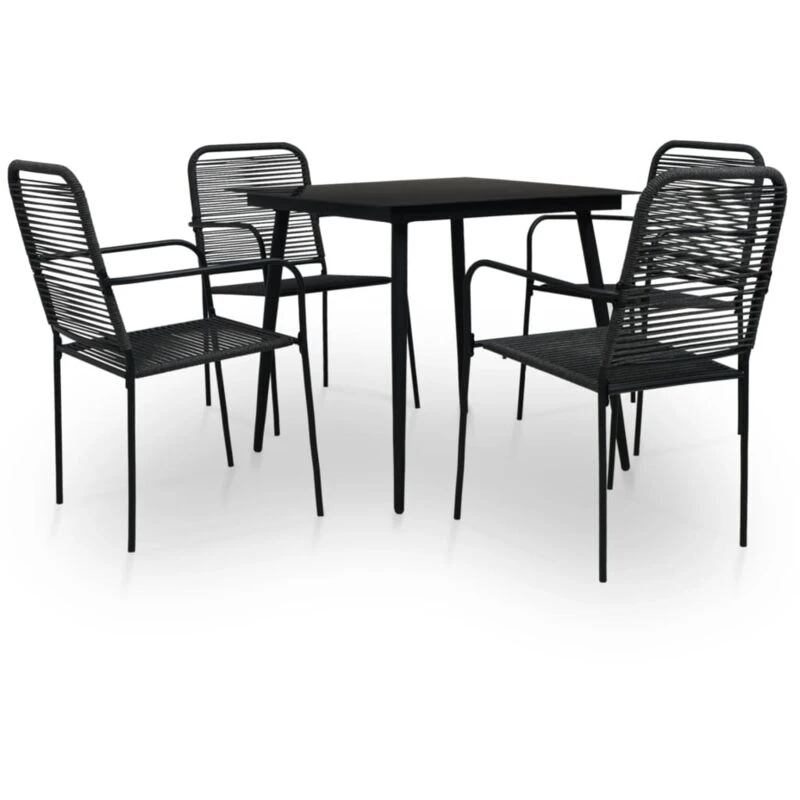 Image of VIDAXL 5 Piece Outdoor Dining Set Cotton Rope and Steel Black Vidaxl 48569