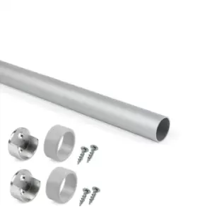 Image of Moderix Wardrobe Rail Round Aluminium with End Supports - Size 1900MM