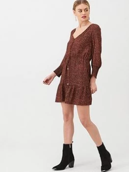 Image of Oasis Textured Animal Dress - Orange, Size 8, Women