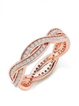 Image of Beaverbrooks Silver Rose Gold Plated Cubic Zirconia Ring