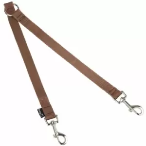 Image of Double Dog Pet Lead Leash Splitter Coupler with Clip for Collar Harness - Brown - Bunty