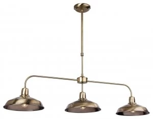 Image of 3 Light Ceiling Pendant Bar Antique Brass, E14