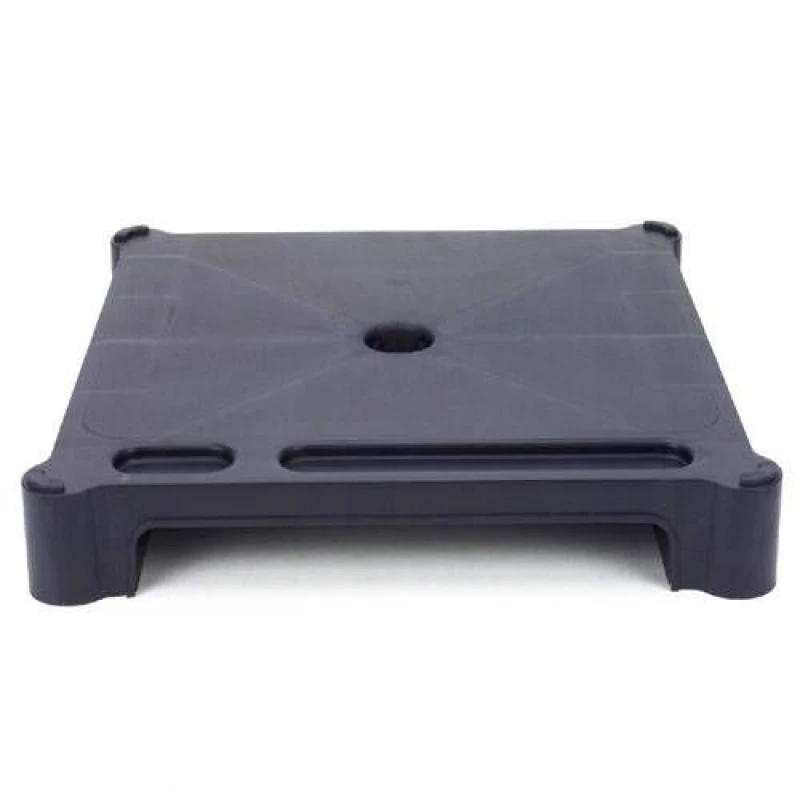 Image of LEBLOC stackable 50mm monitor riser/stand in black; initially designed