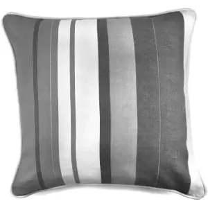 Image of Fusion Whitworth Stripe 100% Cotton Piped Filled Cushion, Grey, 43 x 43 Cm