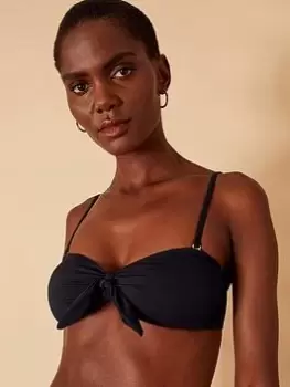 Image of Accessorize Bunny Tie Bandeau Bikini Top - Black, Size 12, Women