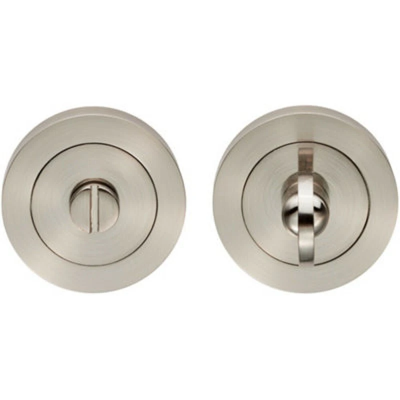 Image of Loops Thumbturn Lock and Release Handle 50mm Diameter Round Rose Satin Nickel Metallics unisex