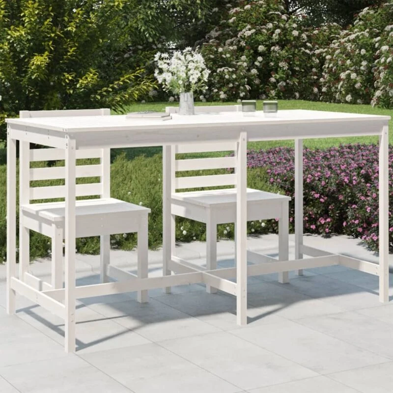 Image of vidaXL Garden Table White 203.5x90x110cm Solid Wood Pine, White 824103