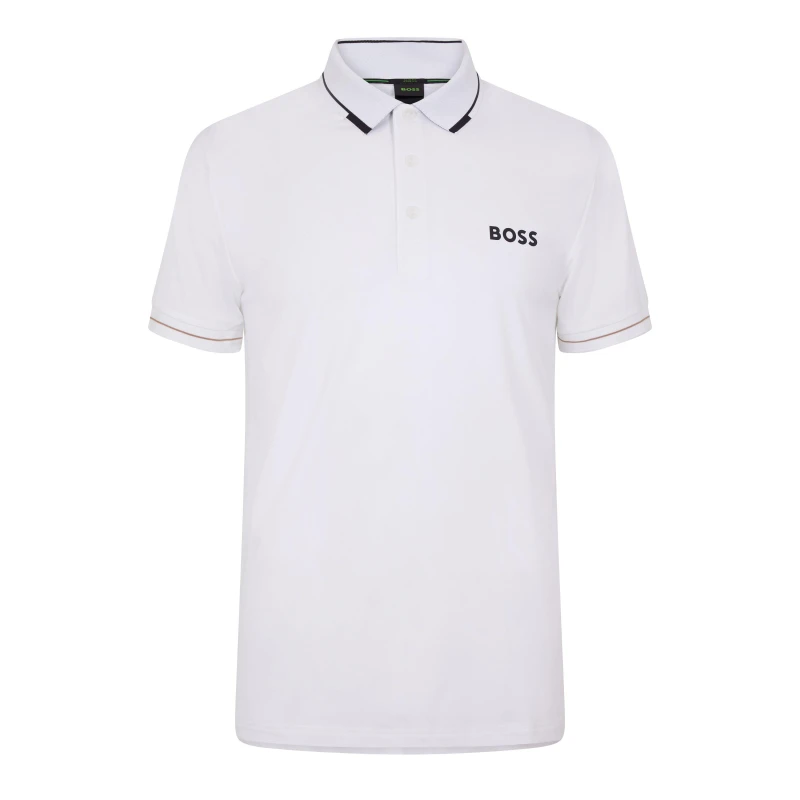 Image of Boss Mens Paul Pro Performance Short Sleeve Polo Shirt Natural 104 male M