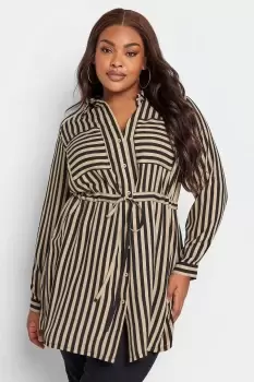 Image of Stripe Print Utility Tunic Shirt