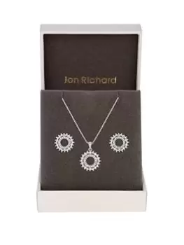 Image of Jon Richard Rhodium Plated And Cubic Zirconia Open Set - Gift Boxed, Silver, Women
