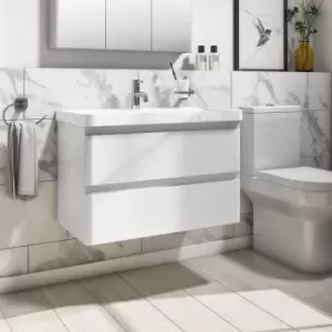 Image of 800mm White Wall Hung Vanity Unit with Basin - Pendle