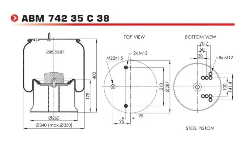 Image of NEOTEC ABM74235C38 Boot, air suspension Boot,air suspension (324)
