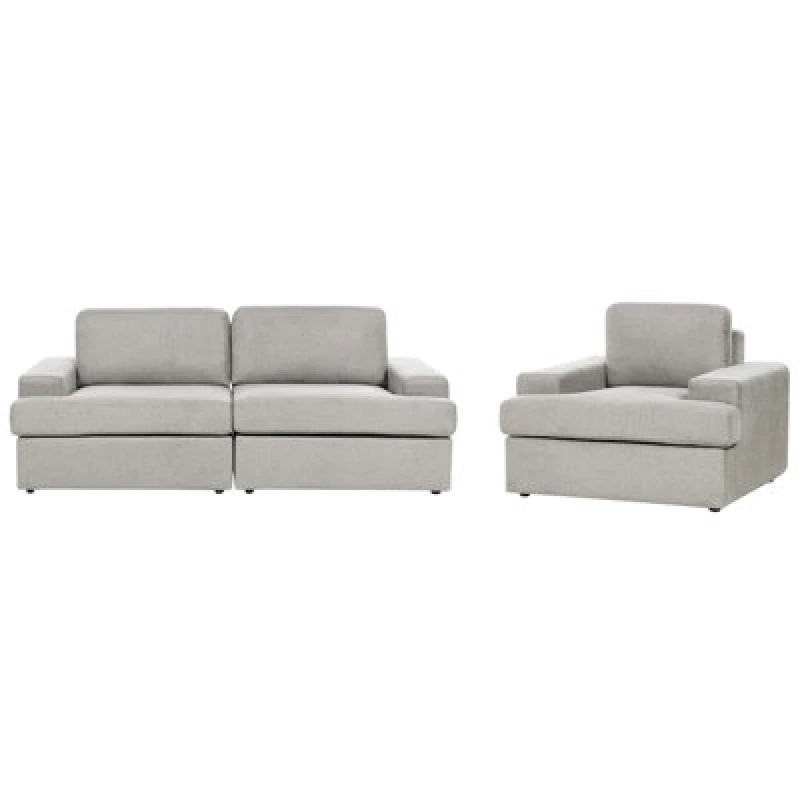 Image of Beliani Living Room Set 4 Seater Alla Fabric Light Grey