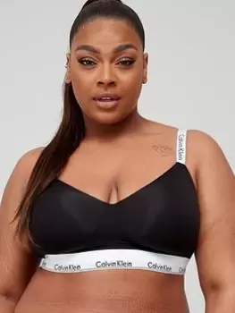 Image of Calvin Klein Plus Size Modern Cotton Lightly Lined Logo Strap Bralette - Black, Size 2XL, Women