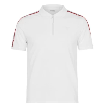 Image of Guess Edmund Zip Polo Shirt - White