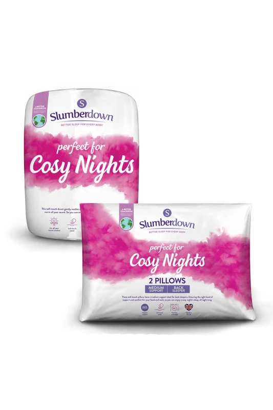 Image of Slumberdown Cosy Nights 10.5 Tog Duvet + 2 Pillows Duvets Single White 88598001010