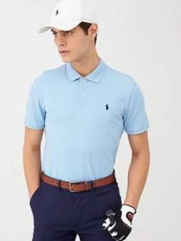 Image of Polo Ralph Lauren Golf Stretch Mesh Polo Shirt - Blue, Size S, Men
