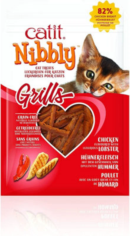 Image of Catit Catit Nibbly Chicken and Lobster Grills Flavoured Slices Cat Treats 30g Brown unisex