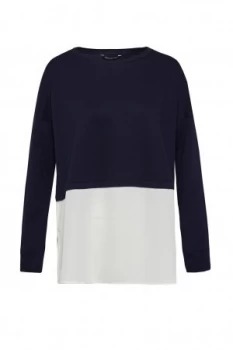 Image of French Connection Lerato Jersey Mix Sweatshirt Blue