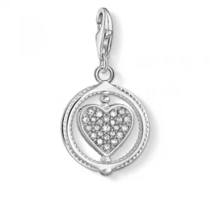 Image of THOMAS SABO Silver Cubic Zirconia Rotating Heart Charm 1858-051-14