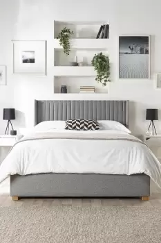 Image of Soho Ottoman Storage Wing Bed in Saxon Twill Fabric, Custom Made