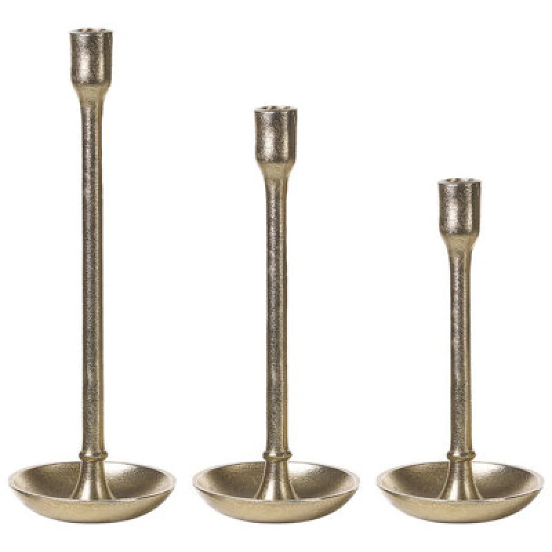 Image of Beliani Set Of 3 Candle Holders Liwung Metal 27/33/38cm Gold