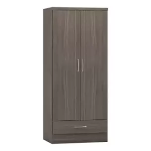 Image of Seconique Nevada 2 Door 1 Drawer Wardrobe - Black Wood Grain