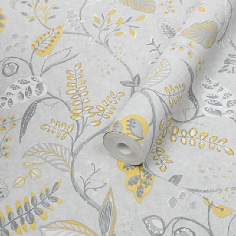 Image of Graham & Brown Superfresco Easy Kellie Yellow / Grey 108254