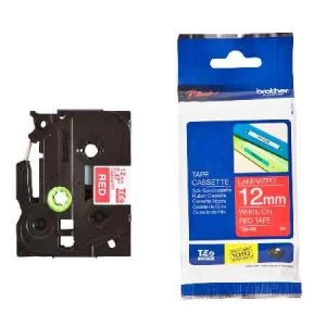 Image of Brother TZe435 P-touch Label Tape - 12mm x 8m White on Red