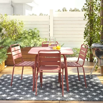 Image of Thenovogratz - Novogratz June Square Dining Table Outdoor Garden Patio Persimmon Red