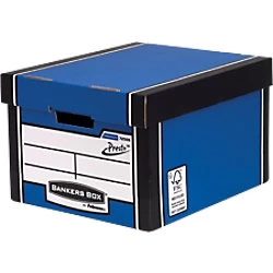 Image of Fellowes Bankers Box Presto Classic Storage Box A4 Blue White Pack of 10