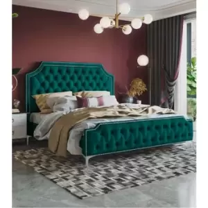 Image of Gaia Upholstered Beds - Plush Velvet, Small Double Size Frame, Green - Green
