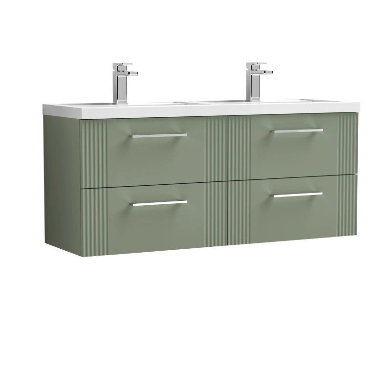 Image of Balterley 4 Drawer Wall Hung Vanity Unit Polymarble Basin Green 1200mm Green