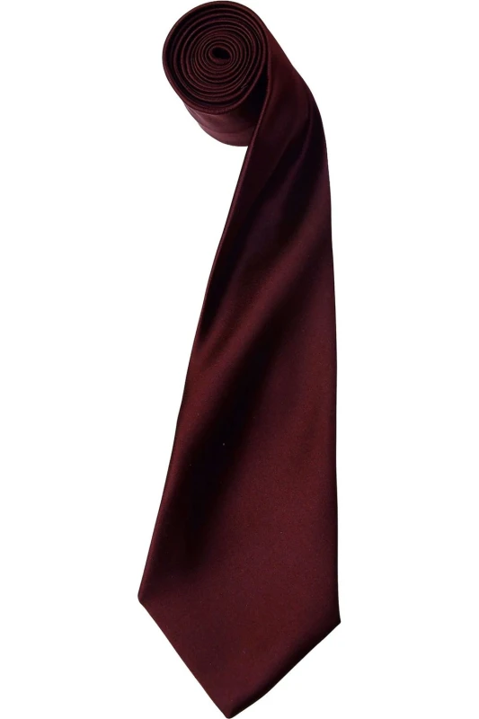 Image of Premier Premier Men Plain Satin Tie (Narrow Blade) Pack of 2 in Burgundy Burgundy One Size Male 5059269153014