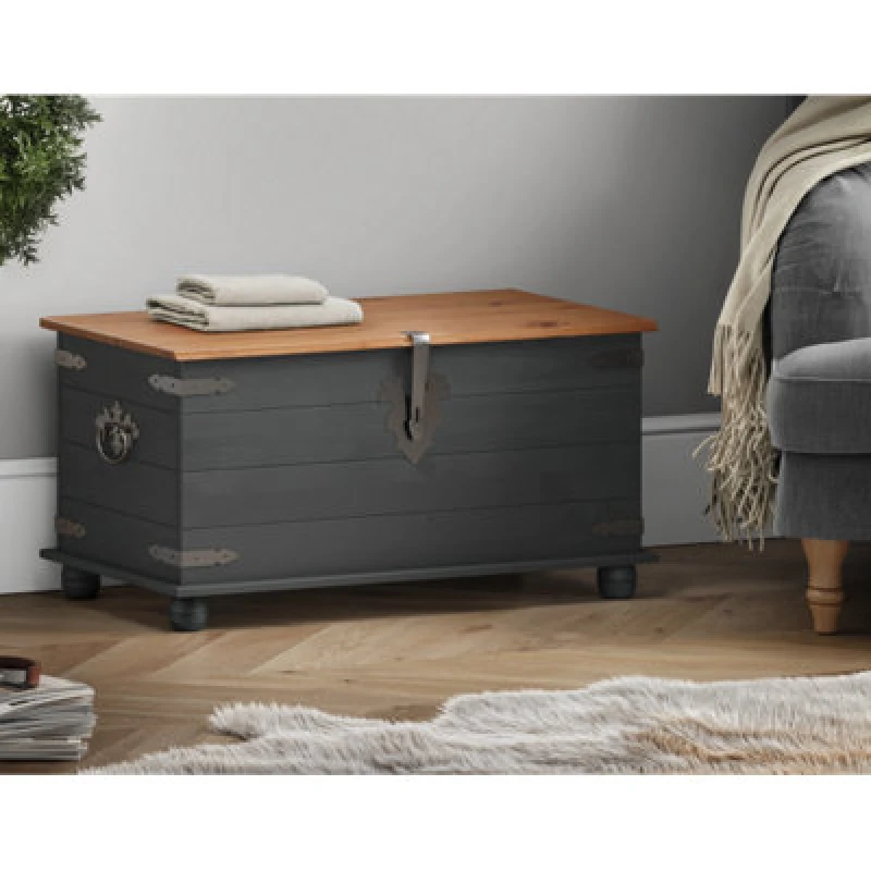 Image of Mercers Furniture Corona Charcoal Blanket Box Storage Chest