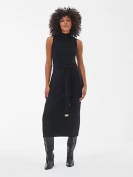 Image of Barbour International Velocete Midi Knitted Dress - Black, Size 10, Women