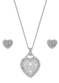 Image of Jon Richard Silver Plated Mother of Pearl Filigree Heart Set - Gift Boxed
