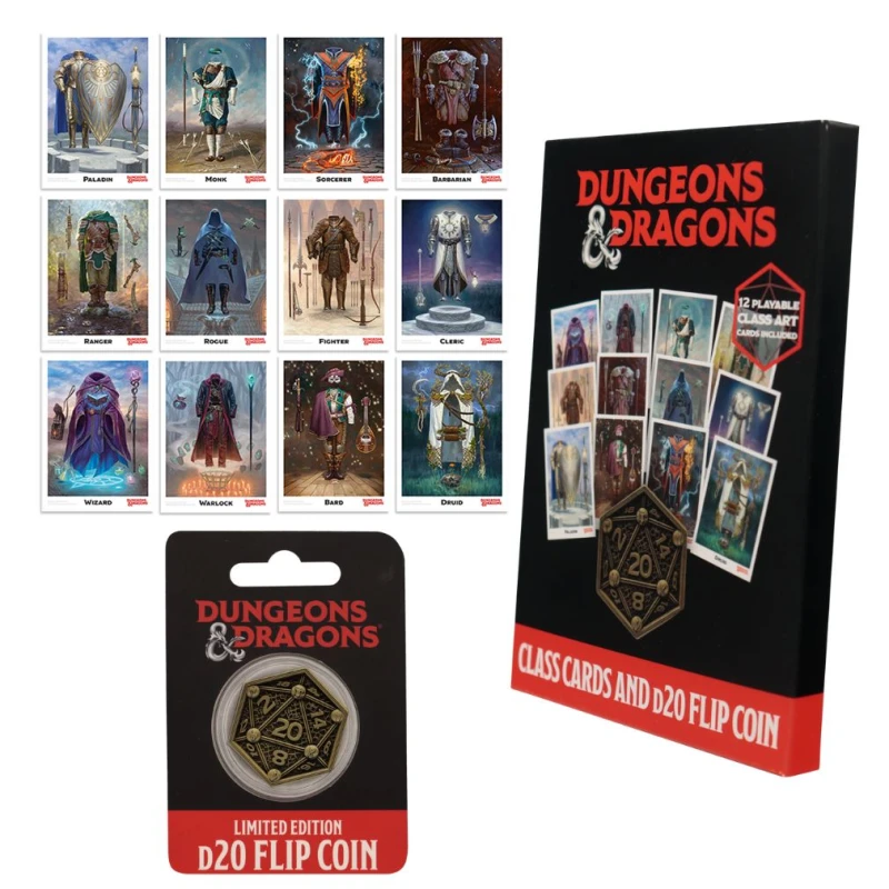 Image of Dungeons & Dragons Class Cards and D20 Flip Coin Multi unisex