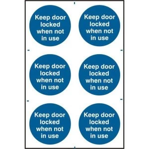 Image of ASEC Keep Door Locked When Not In Use 200mm x 300mm PVC Self Adhesive Sign