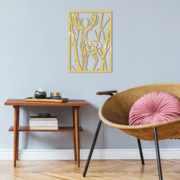 Image of Deer Metal Decor - Gold Gold Decorative Metal Wall Accessory
