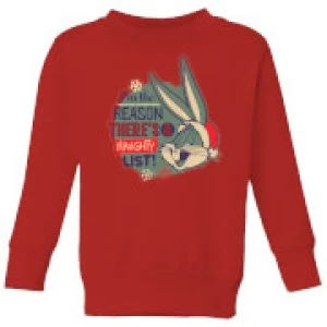 Image of Looney Tunes I'm The Reason There Is A Naughty List Kids Christmas Sweatshirt - Red - 7-8 Years